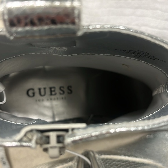 GUESS NWOT Silver Metallic Snake Print Western Boots - Picture 7 of 12